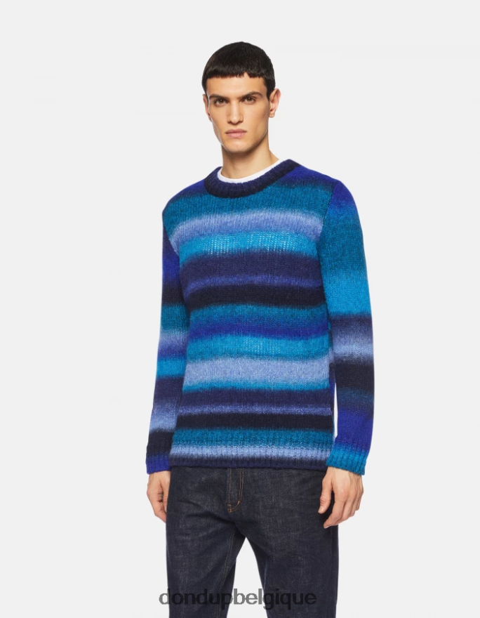 Hommes vêtements DONDUP bleu royal pull à col rond en laine 8826D0898