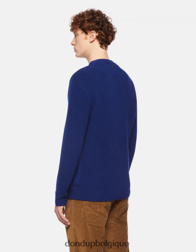 Hommes vêtements DONDUP bleu royal pull à col rond en laine 8826D0899