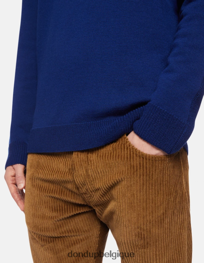 Hommes vêtements DONDUP bleu royal pull à col rond en laine 8826D0899