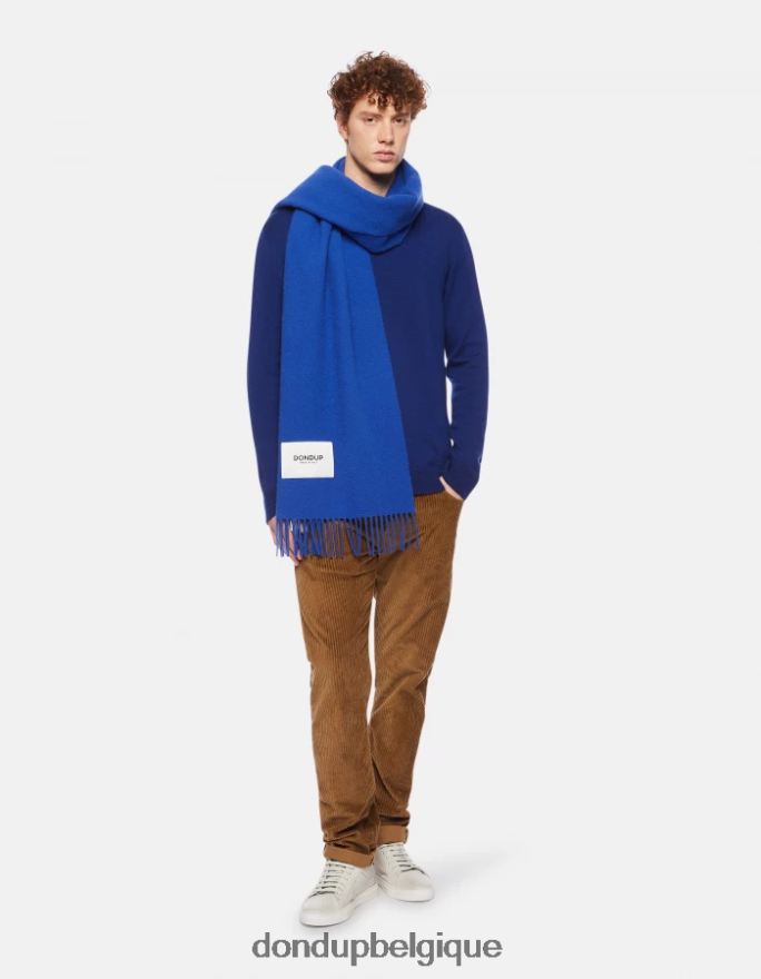 Hommes vêtements DONDUP bleu royal pull à col rond en laine 8826D0899