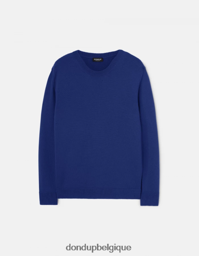 Hommes vêtements DONDUP bleu royal pull à col rond en laine 8826D0899