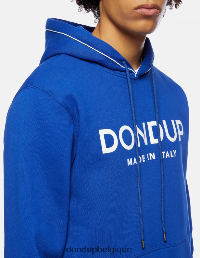 Hommes vêtements DONDUP bleu royal sweat à capuche coupe classique 8826D0824