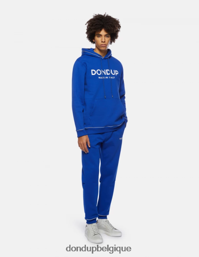 Hommes vêtements DONDUP bleu royal sweat à capuche coupe classique 8826D0824