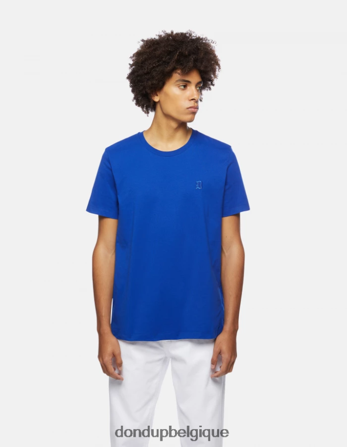 Hommes vêtements DONDUP bleu royal t-shirt coupe classique 8826D0795