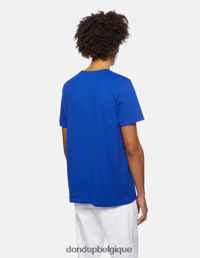 Hommes vêtements DONDUP bleu royal t-shirt coupe classique 8826D0795