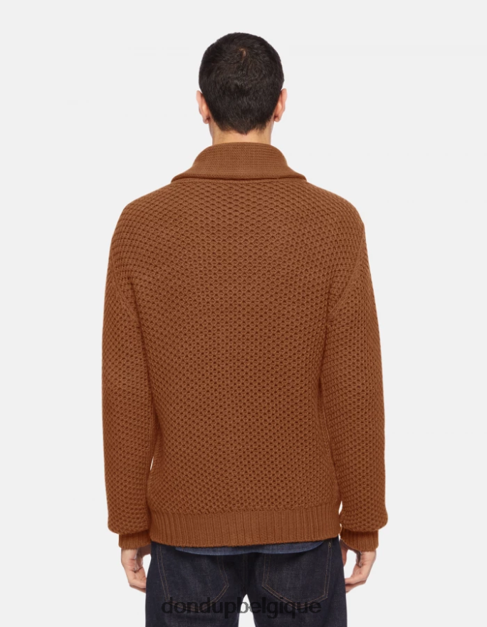 Hommes vêtements DONDUP brun tabac cardigan en laine coupe classique 8826D0893