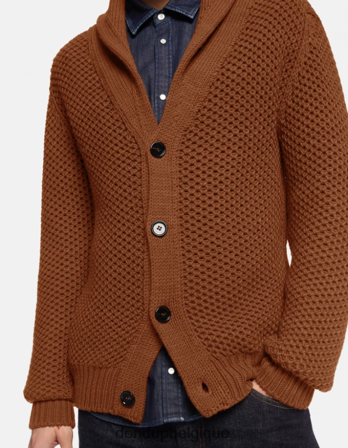 Hommes vêtements DONDUP brun tabac cardigan en laine coupe classique 8826D0893