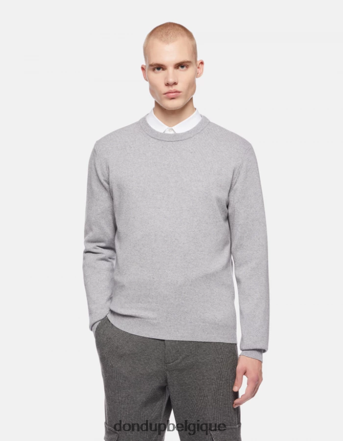 Hommes vêtements DONDUP gris clair pull à col rond en cachemire et soie 8826D0871