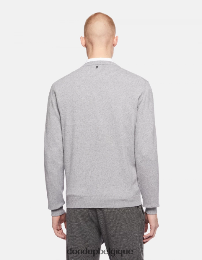 Hommes vêtements DONDUP gris clair pull à col rond en cachemire et soie 8826D0871