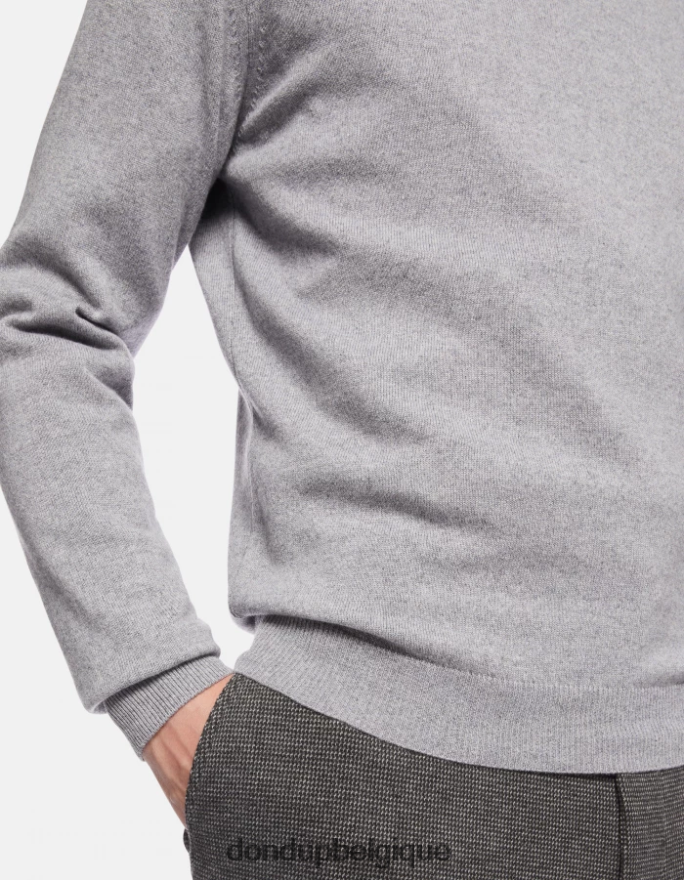 Hommes vêtements DONDUP gris clair pull à col rond en cachemire et soie 8826D0871