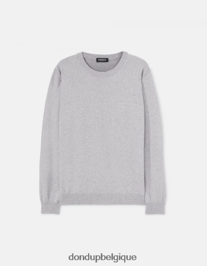 Hommes vêtements DONDUP gris clair pull à col rond en cachemire et soie 8826D0871