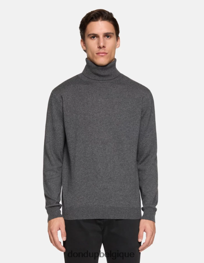 Hommes vêtements DONDUP gris pull col polo coupe classique en cachemire et soie 8826D0867