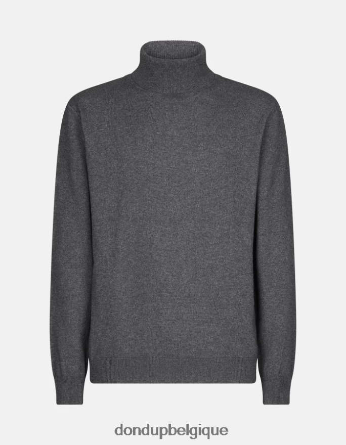 Hommes vêtements DONDUP gris pull col polo coupe classique en cachemire et soie 8826D0867