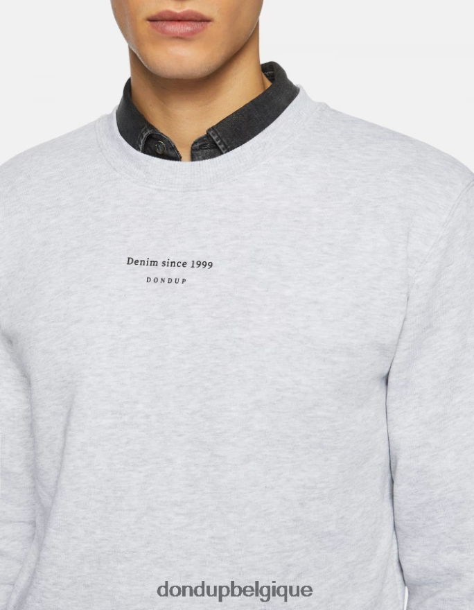 Hommes vêtements DONDUP gris sweat-shirt coupe classique à col rond 8826D0832