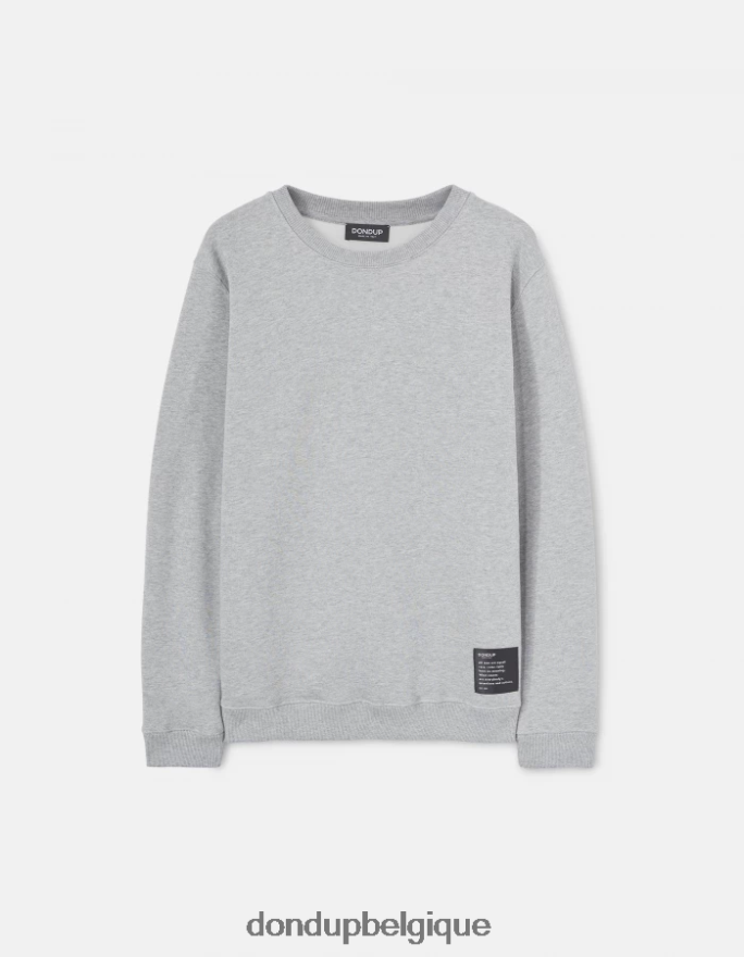 Hommes vêtements DONDUP gris sweat-shirt coupe classique à col rond 8826D0843