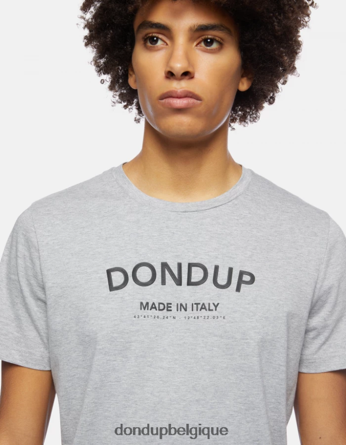 Hommes vêtements DONDUP gris t-shirt coupe classique 8826D0819