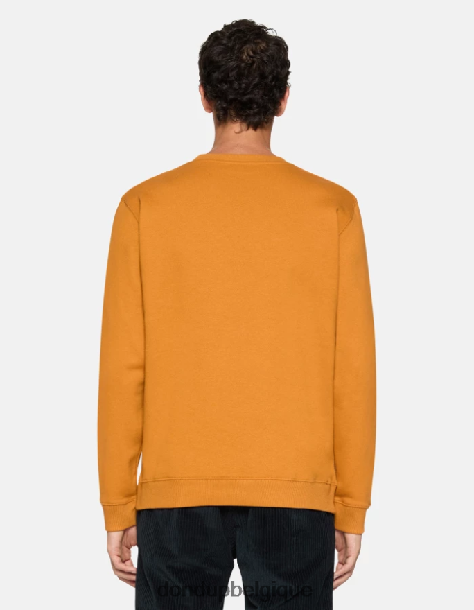 Hommes vêtements DONDUP jaune ocre sweat-shirt coupe classique à col rond 8826D0821