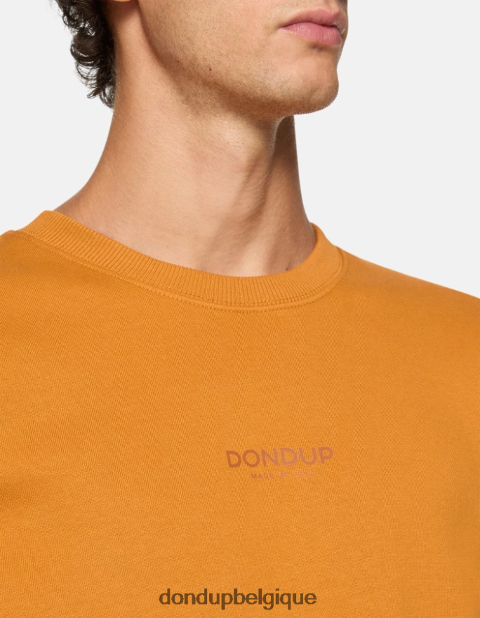 Hommes vêtements DONDUP jaune ocre sweat-shirt coupe classique à col rond 8826D0821