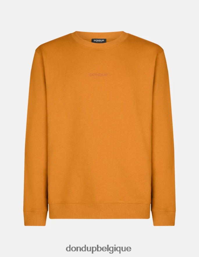 Hommes vêtements DONDUP jaune ocre sweat-shirt coupe classique à col rond 8826D0821