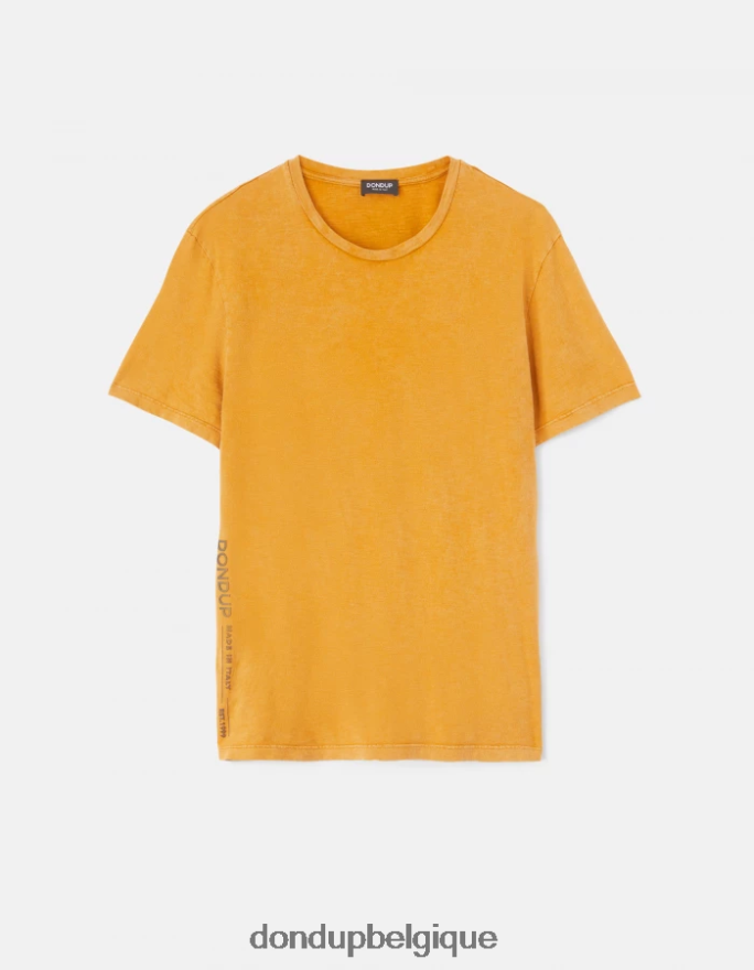 Hommes vêtements DONDUP jaune ocre t-shirt coupe classique 8826D0805