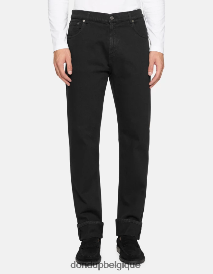 Hommes vêtements DONDUP noir Jean Ervin coupe ample 34 pouces en denim bull stretch 8826D0584