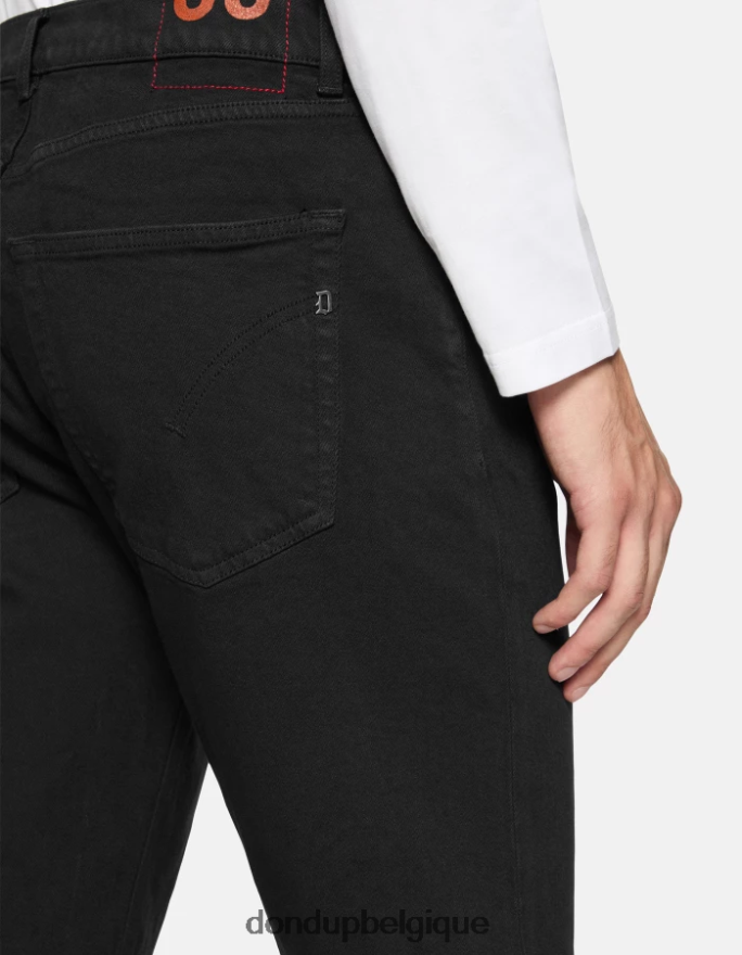 Hommes vêtements DONDUP noir Jean Ervin coupe ample 34 pouces en denim bull stretch 8826D0584