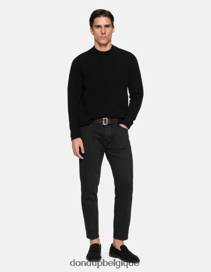 Hommes vêtements DONDUP noir Jean coupe carotte Brighton en denim bull stretch 8826D0588