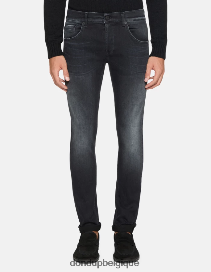 Hommes vêtements DONDUP noir Jean skinny Ritchie en denim stretch 8826D0630