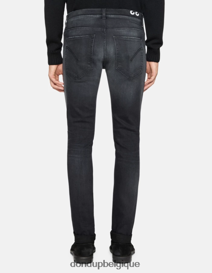 Hommes vêtements DONDUP noir Jean skinny Ritchie en denim stretch 8826D0630