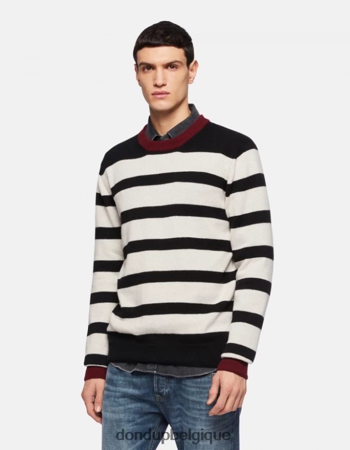 Hommes vêtements DONDUP noir blanc pull à col rond en cachemire mélangé 8826D0897