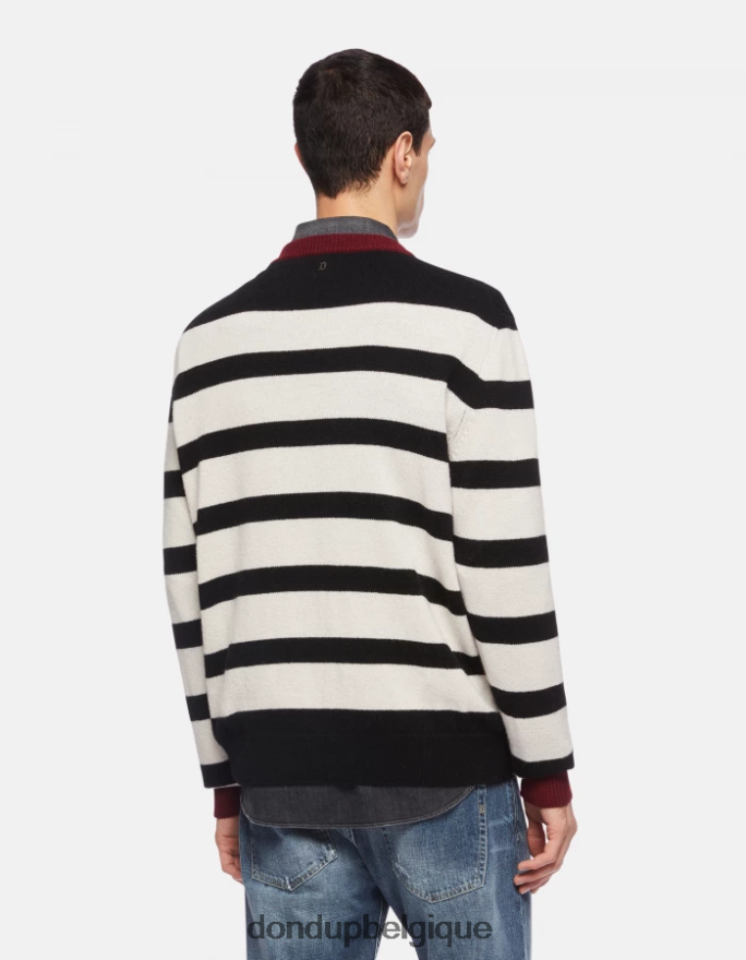 Hommes vêtements DONDUP noir blanc pull à col rond en cachemire mélangé 8826D0897