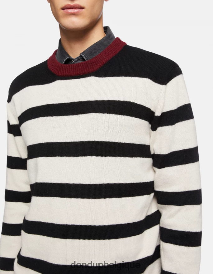 Hommes vêtements DONDUP noir blanc pull à col rond en cachemire mélangé 8826D0897