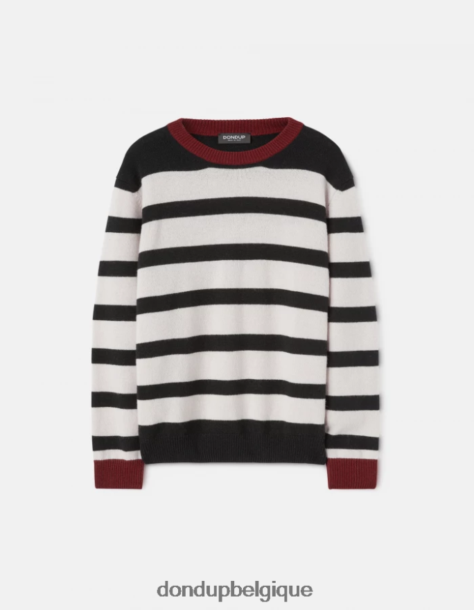 Hommes vêtements DONDUP noir blanc pull à col rond en cachemire mélangé 8826D0897