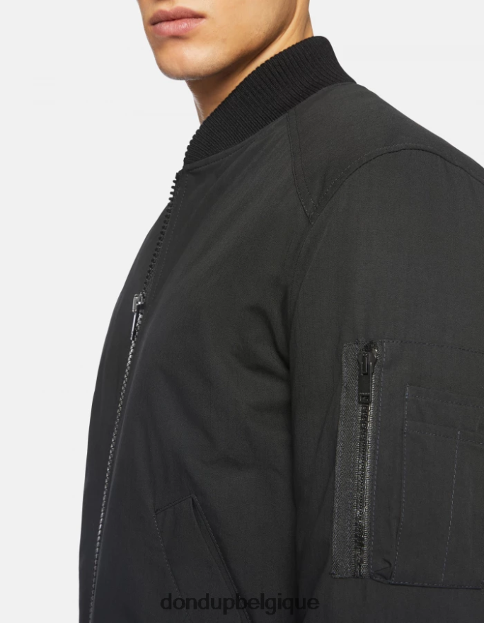 Hommes vêtements DONDUP noir bomber coupe classique en tissu technique 8826D0906