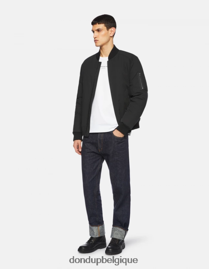 Hommes vêtements DONDUP noir bomber coupe classique en tissu technique 8826D0906