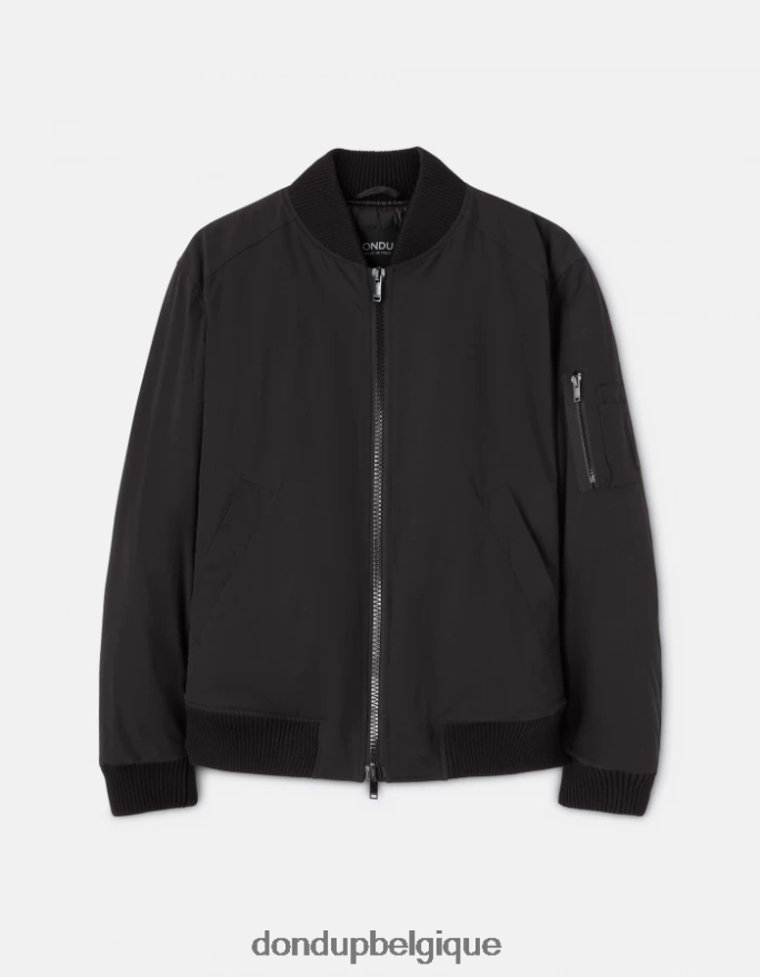 Hommes vêtements DONDUP noir bomber coupe classique en tissu technique 8826D0906