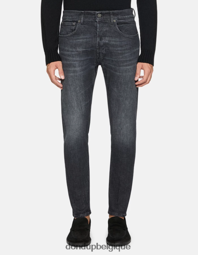 Hommes vêtements DONDUP noir jean coupe carotte dian en denim stretch 8826D0555