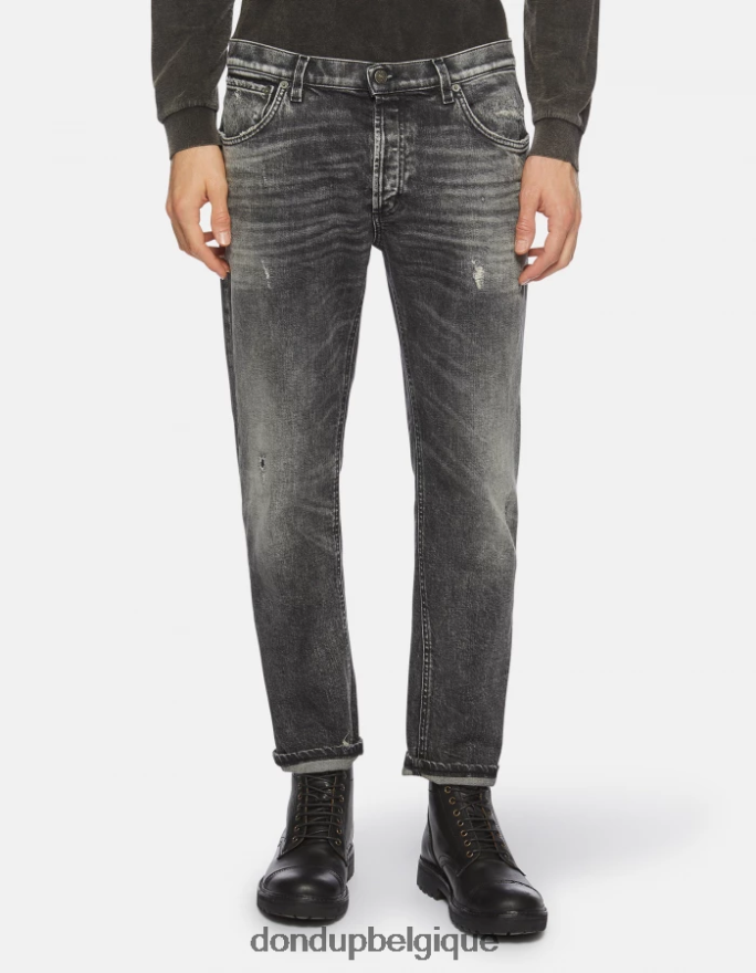 Hommes vêtements DONDUP noir jean en denim stretch coupe carotte Brighton 8826D0639