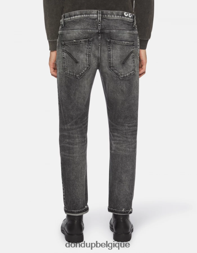 Hommes vêtements DONDUP noir jean en denim stretch coupe carotte Brighton 8826D0639