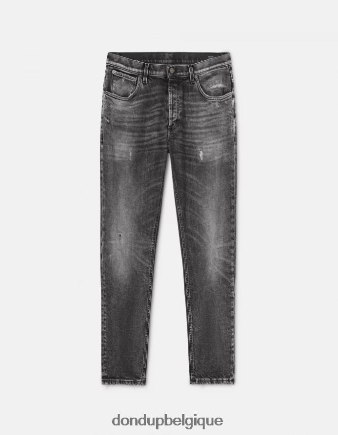 Hommes vêtements DONDUP noir jean en denim stretch coupe carotte Brighton 8826D0639