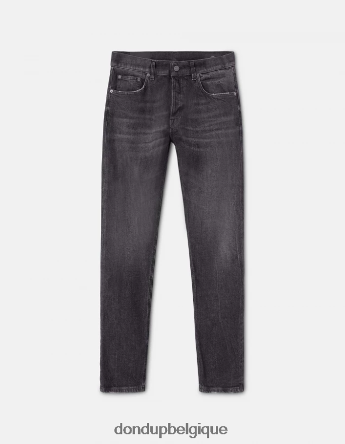 Hommes vêtements DONDUP noir jean iconique en denim stretch coupe classique 8826D0641