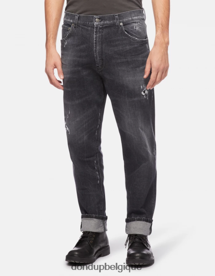 Hommes vêtements DONDUP noir jean paco coupe ample en denim stretch 8826D0596