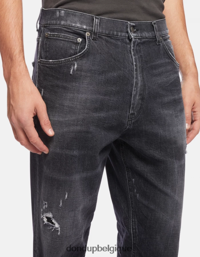 Hommes vêtements DONDUP noir jean paco coupe ample en denim stretch 8826D0596