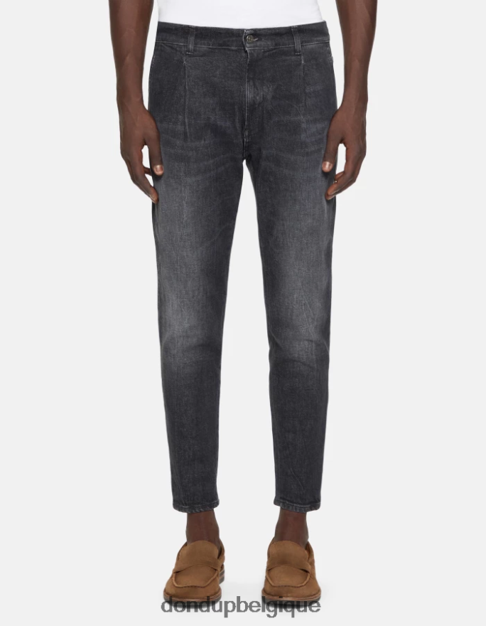 Hommes vêtements DONDUP noir jean paul coupe carotte en denim stretch 8826D0610