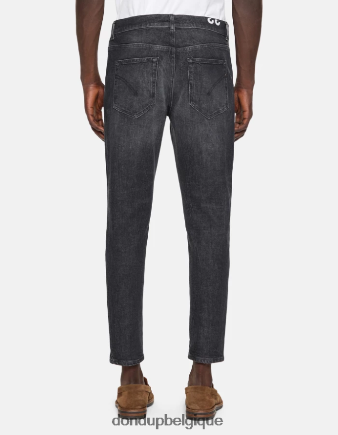 Hommes vêtements DONDUP noir jean paul coupe carotte en denim stretch 8826D0610