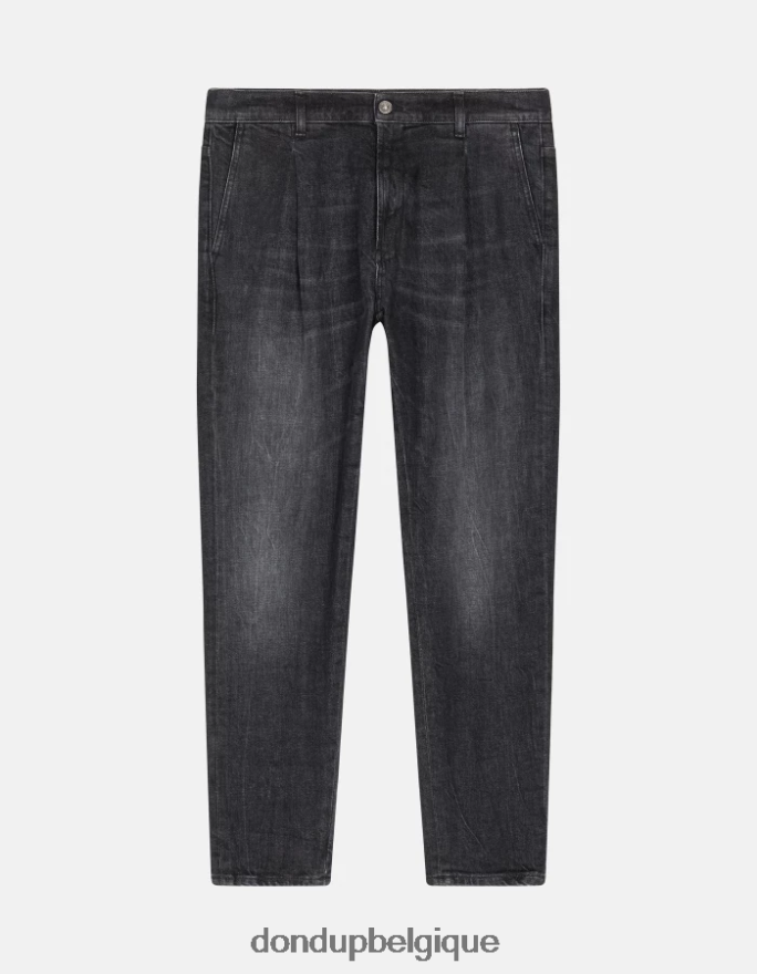 Hommes vêtements DONDUP noir jean paul coupe carotte en denim stretch 8826D0610