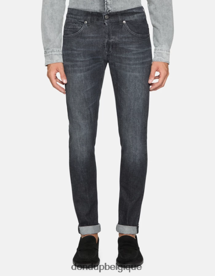 Hommes vêtements DONDUP noir jean skinny George en denim stretch 8826D0625