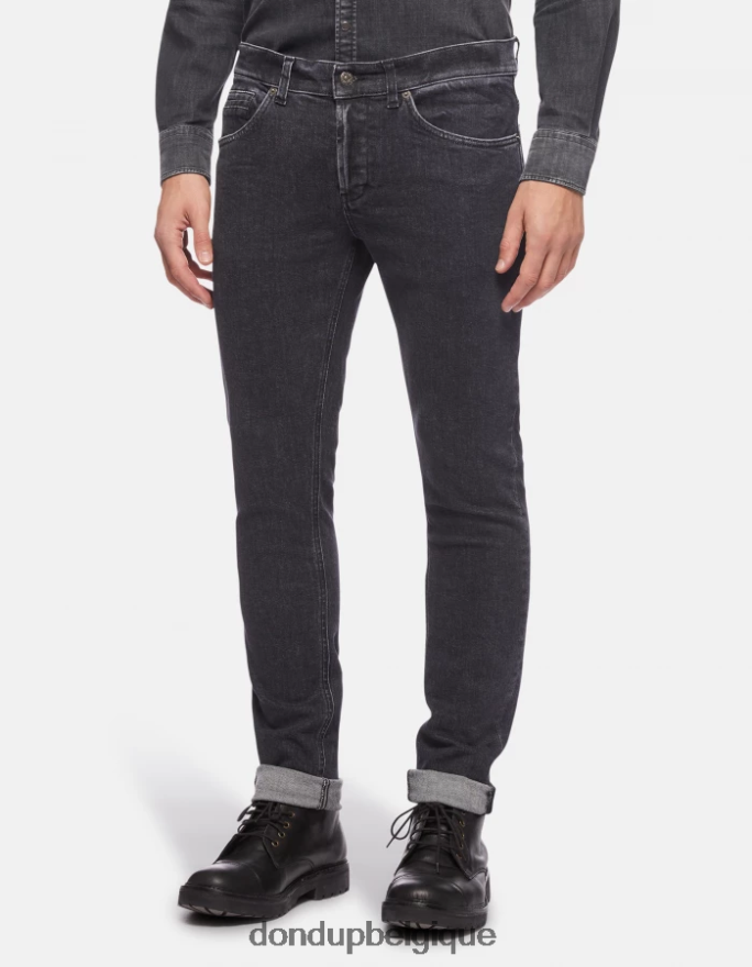 Hommes vêtements DONDUP noir jean skinny George en denim stretch 8826D0672