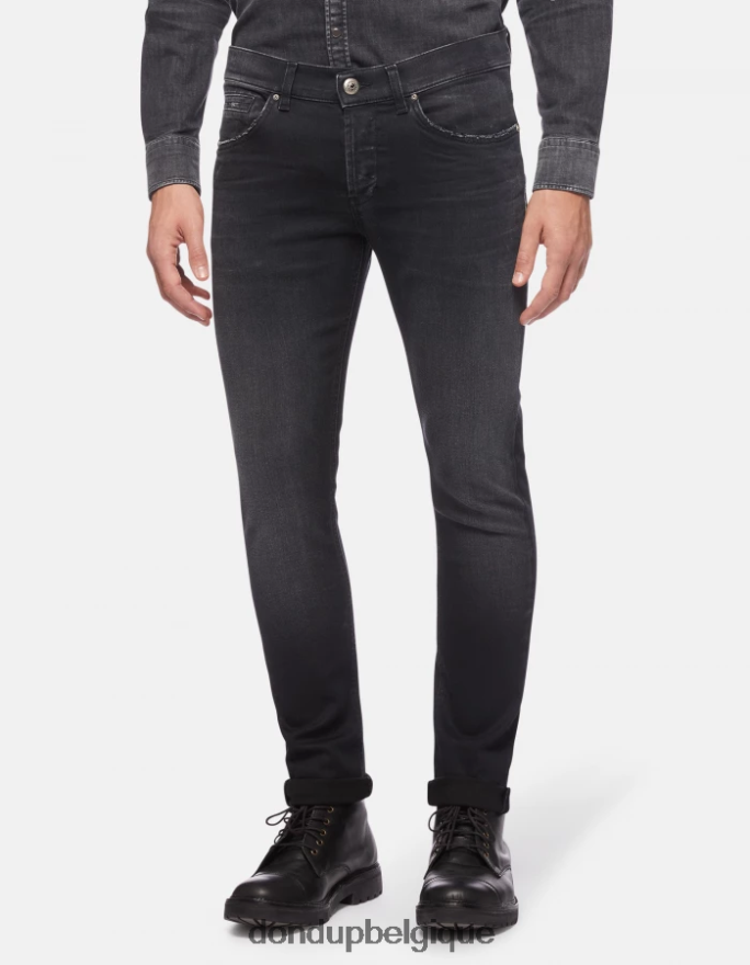 Hommes vêtements DONDUP noir jean skinny George en denim stretch 8826D0673