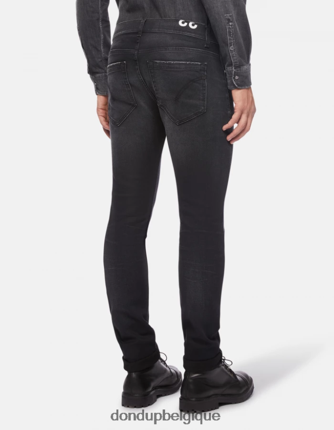 Hommes vêtements DONDUP noir jean skinny George en denim stretch 8826D0673